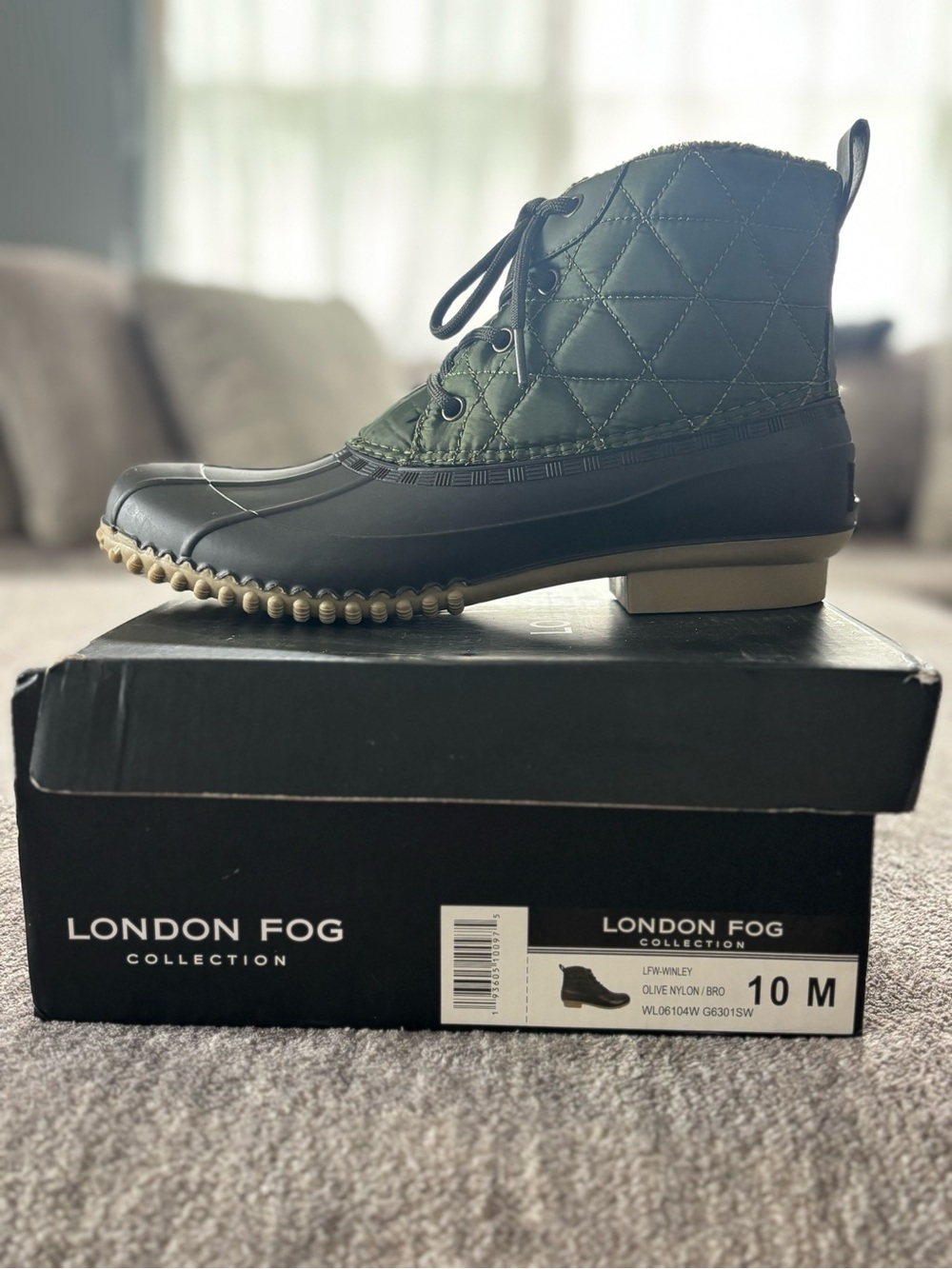 London Fog Women’s Winley Duck Boots Olive Size 10M - Picture 9 of 10